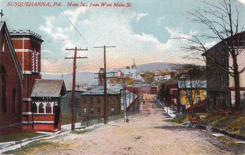 Postcard Susquehanna PA Main St from West Main St