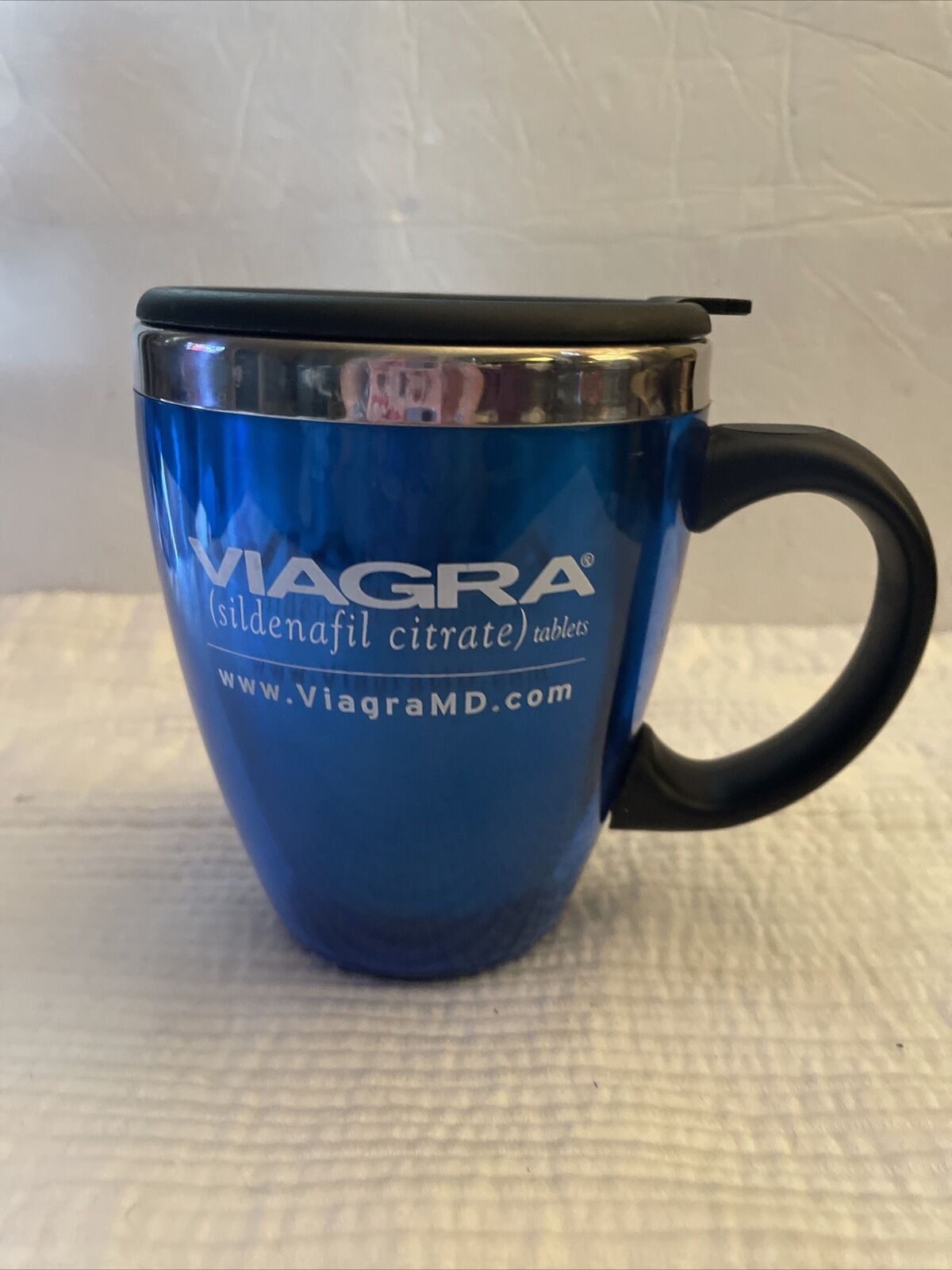 Viagra Coffee Mug Insulated With Lid Blue Prescription Ad Mug  travel hot cold