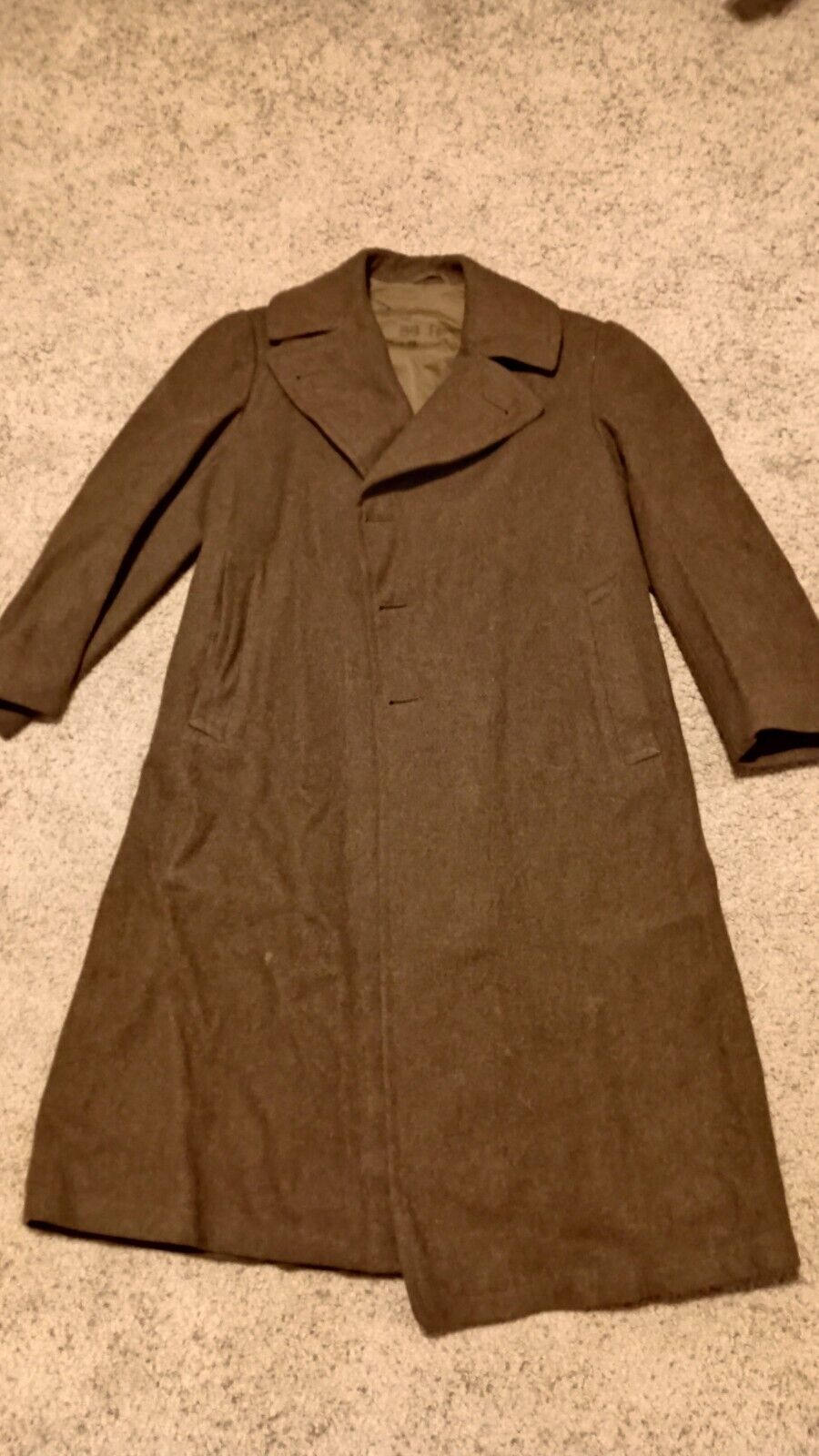 WW2 WWII 1940 Vintage US Army Trench Coat Overcoat, Melton Wool, 36R Modified
