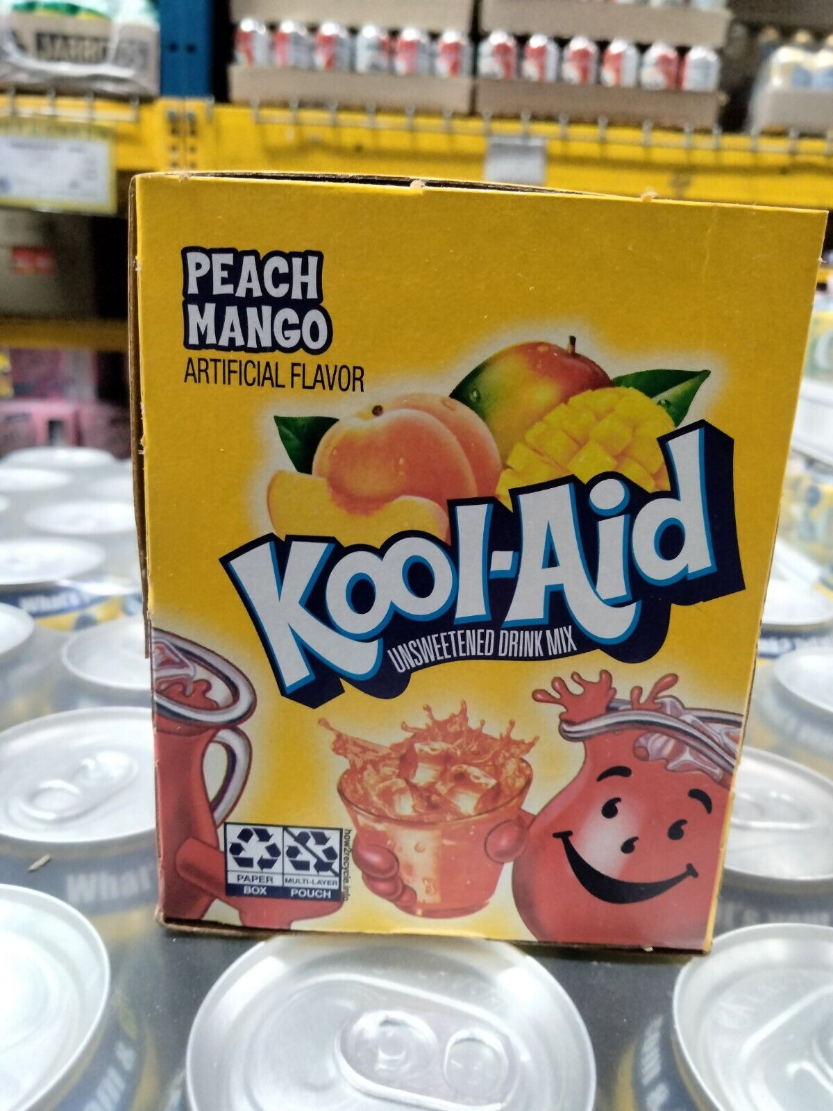 Full Box 48x Packets Official Kool-Aid Peach Mango Flavor Soft Drink Mix 