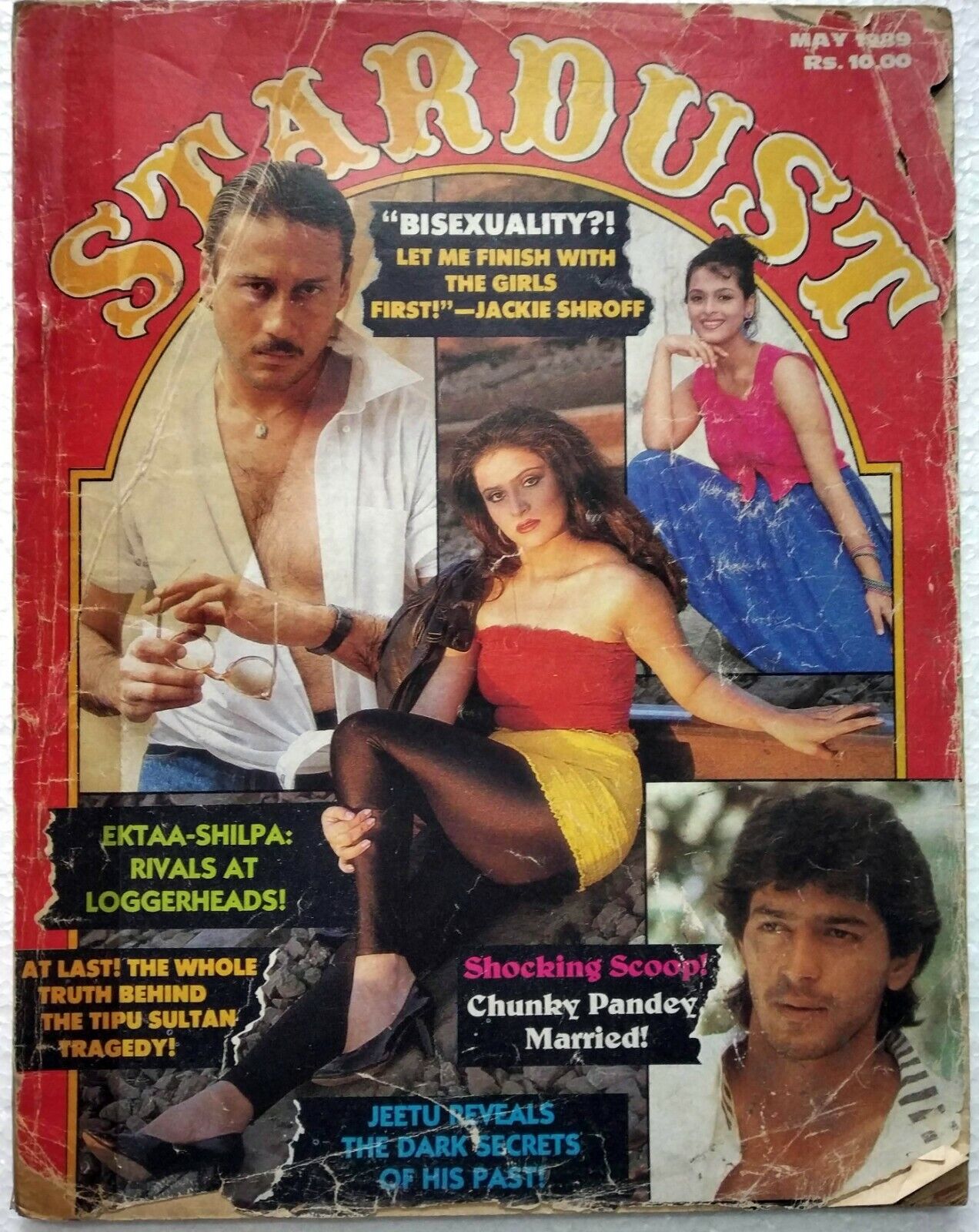 Stardust May 1989 Jackie Shroff Jeetendra Ektaa Bindiya Chunky Ektaa Anupam Kher
