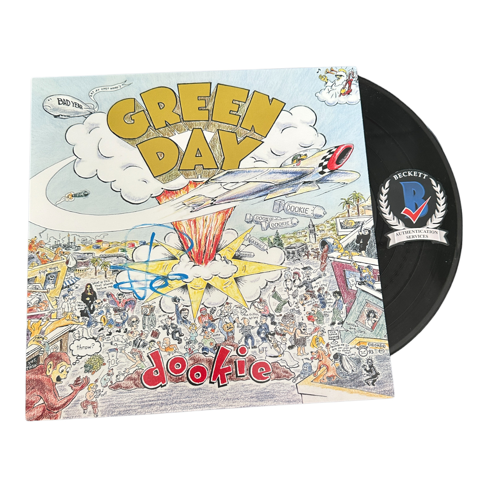 BILLIE JOE ARMSTRONG SIGNED AUTO GREEN DAY  'DOOKIE' ALBUM VINYL LP  BAS BECKETT