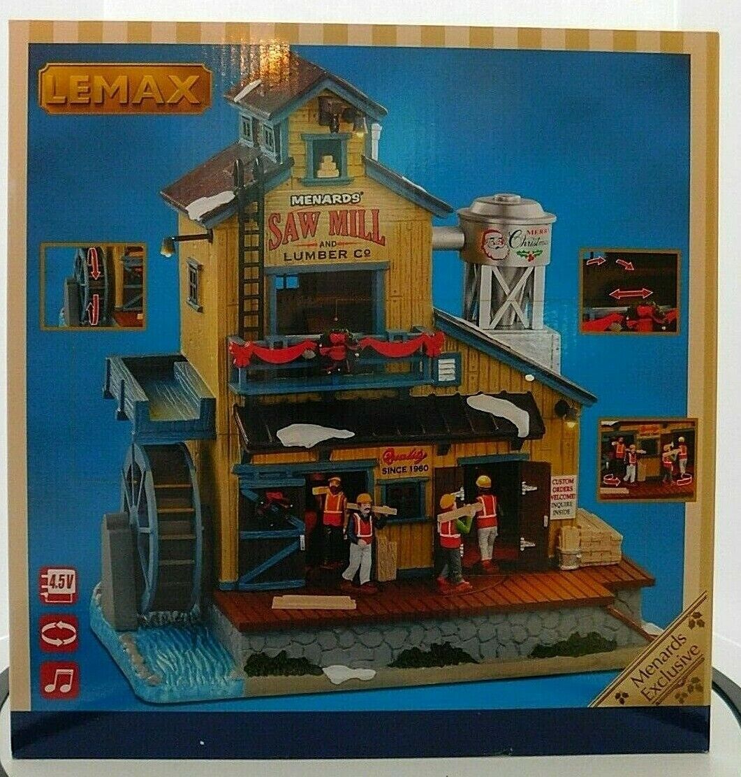 LEMAX Holiday House Village Exclusive Menards Saw Mill Animated Sight Sound, NIB