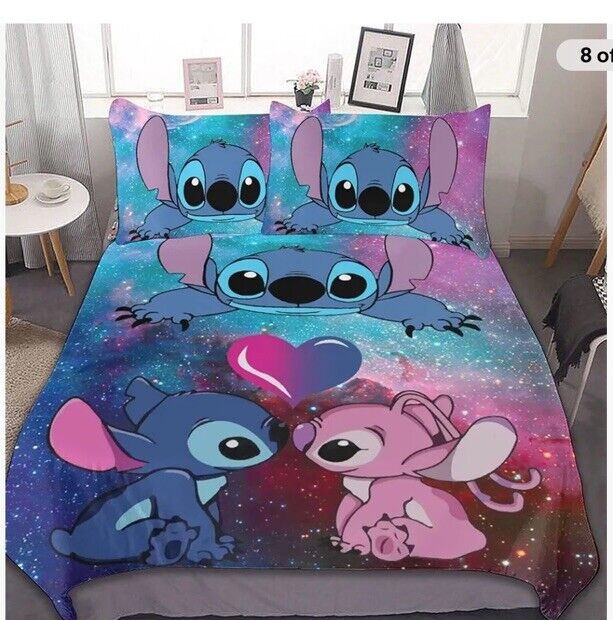 Lilo & Stitch Duvet Cover Set 3 Pieces With Pillow Shams Size Twin /Full