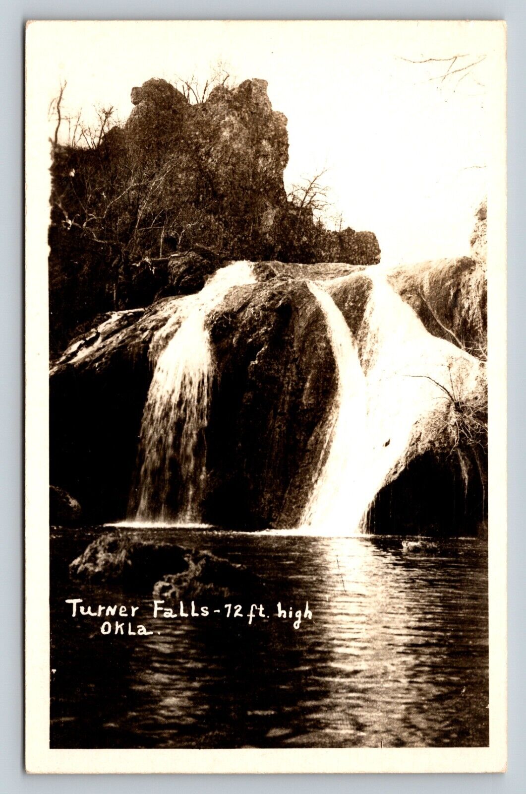 RPPC Postcard Turner Falls (72 Ft. High) In Oklahoma EKC 1939-1950