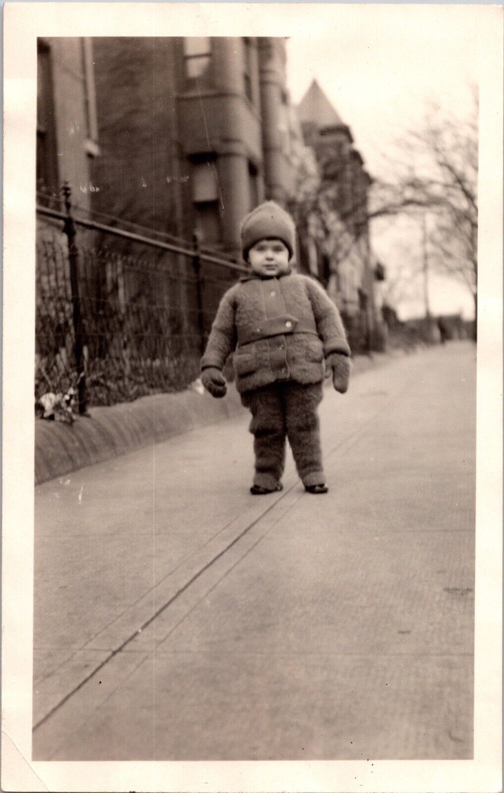 Vtg Found Photograph 1920s Boy Washington DC Winter Scene City January Antique