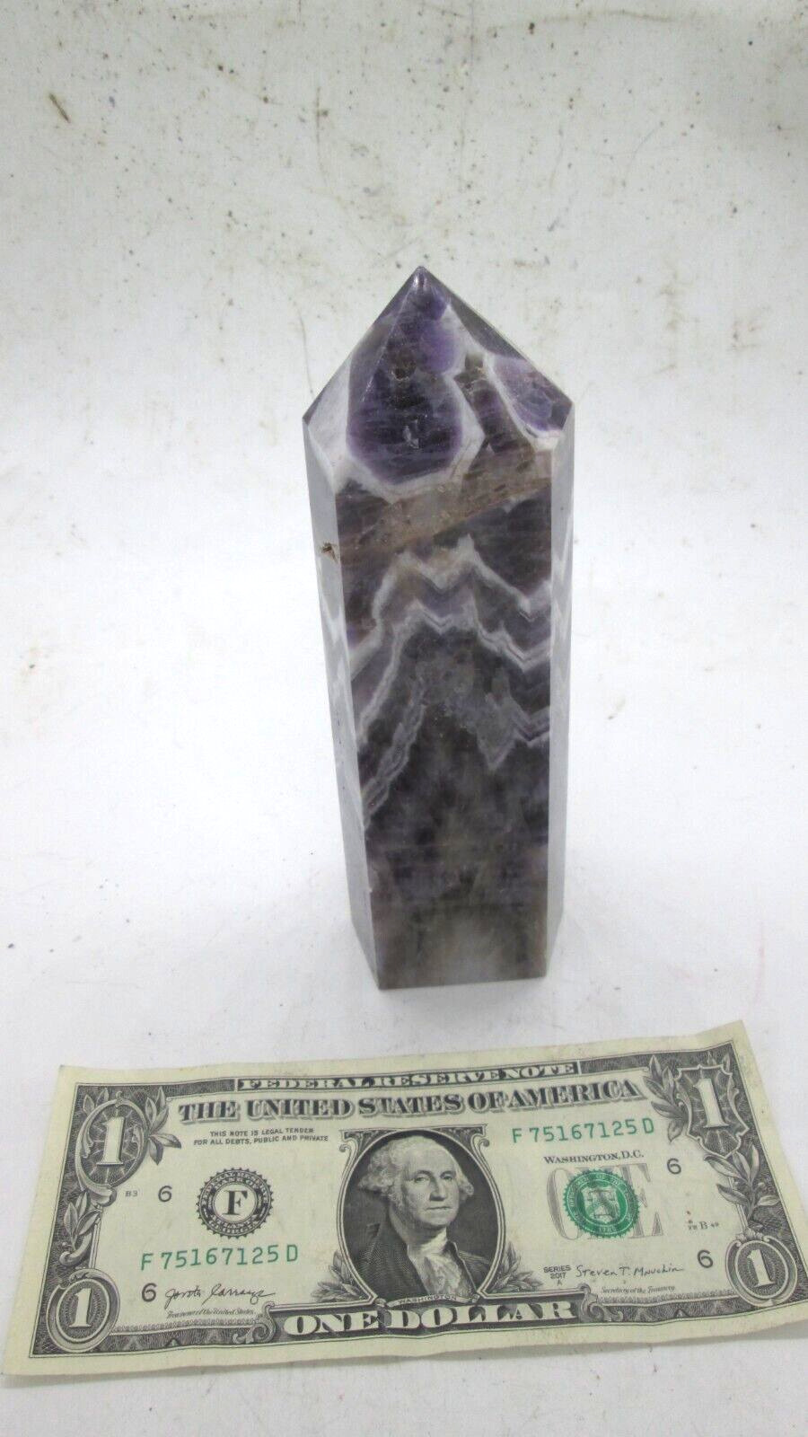 Chevron Amethyst Obelisk Tower - Crystal - Mineral - U.S. Seller
