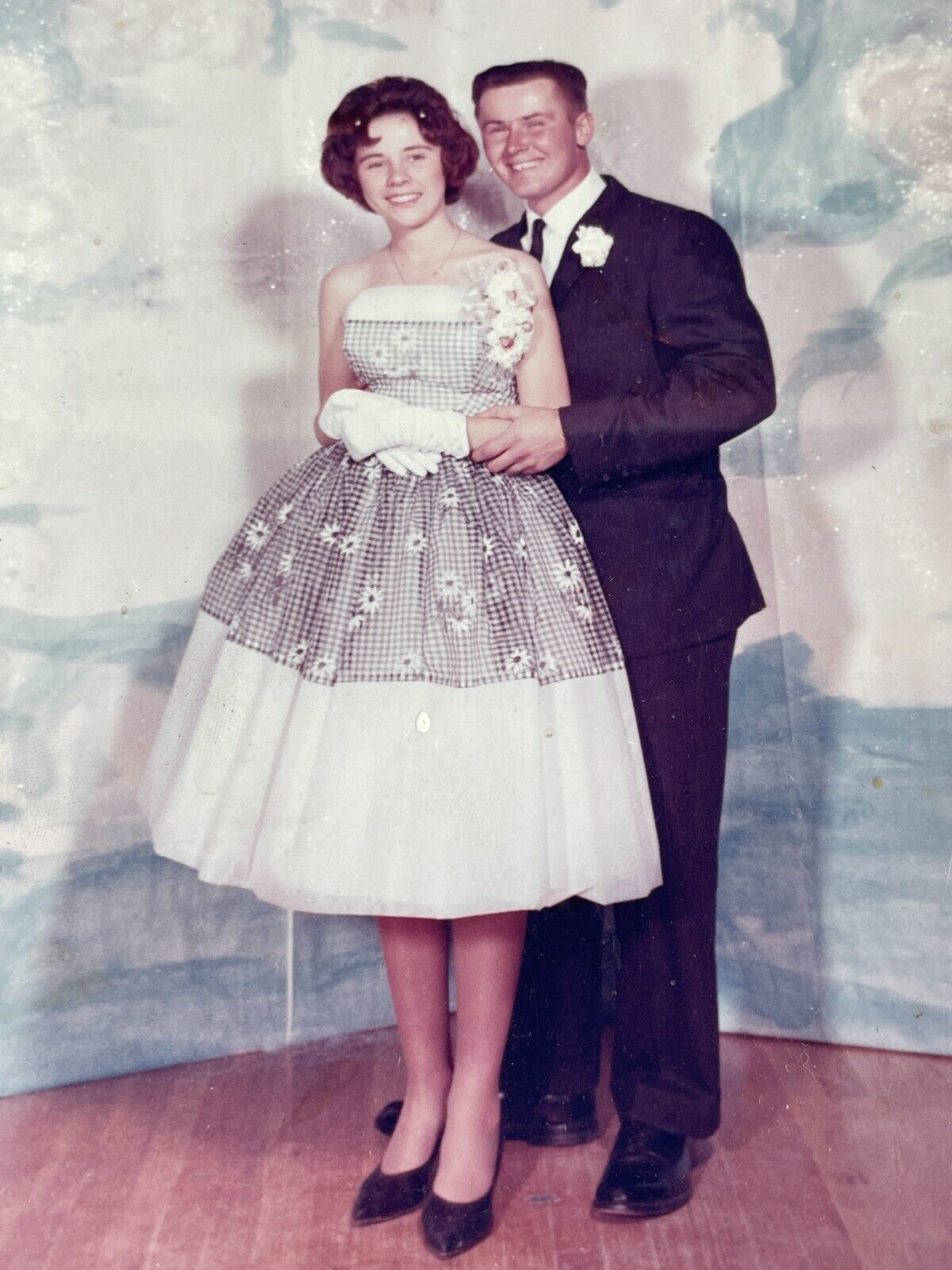 K7 Photograph Cute 1950\'s School Prom Dance Photo Painted Sky Backdrop 5x7