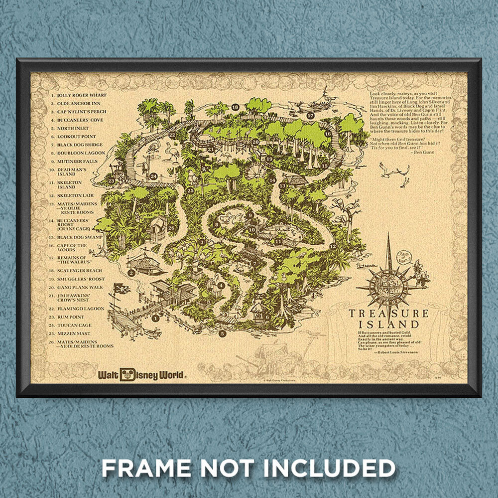Discovery Island Map Disney World Print Poster Fort Wilderness Art Decor 3571