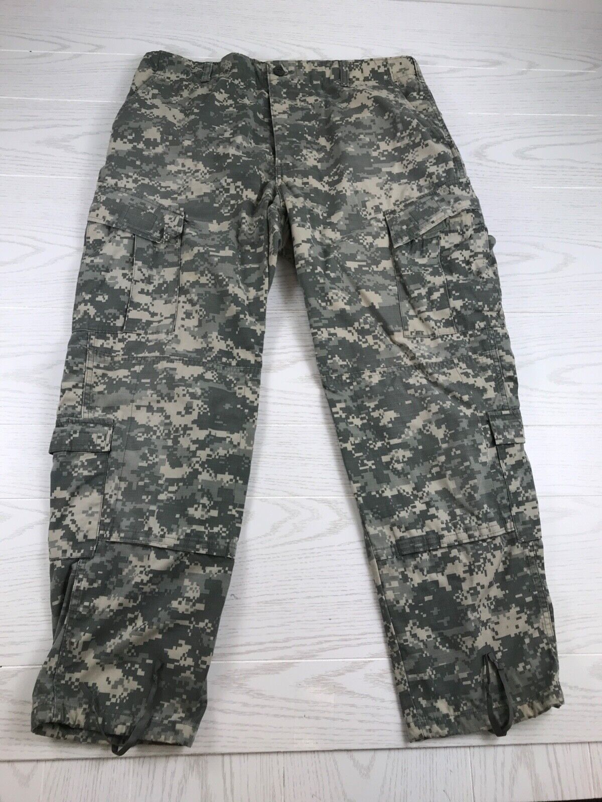 Army Combat Trouser Cargo Pants Mens Large Digital Camo Drawstring Cotton Blend