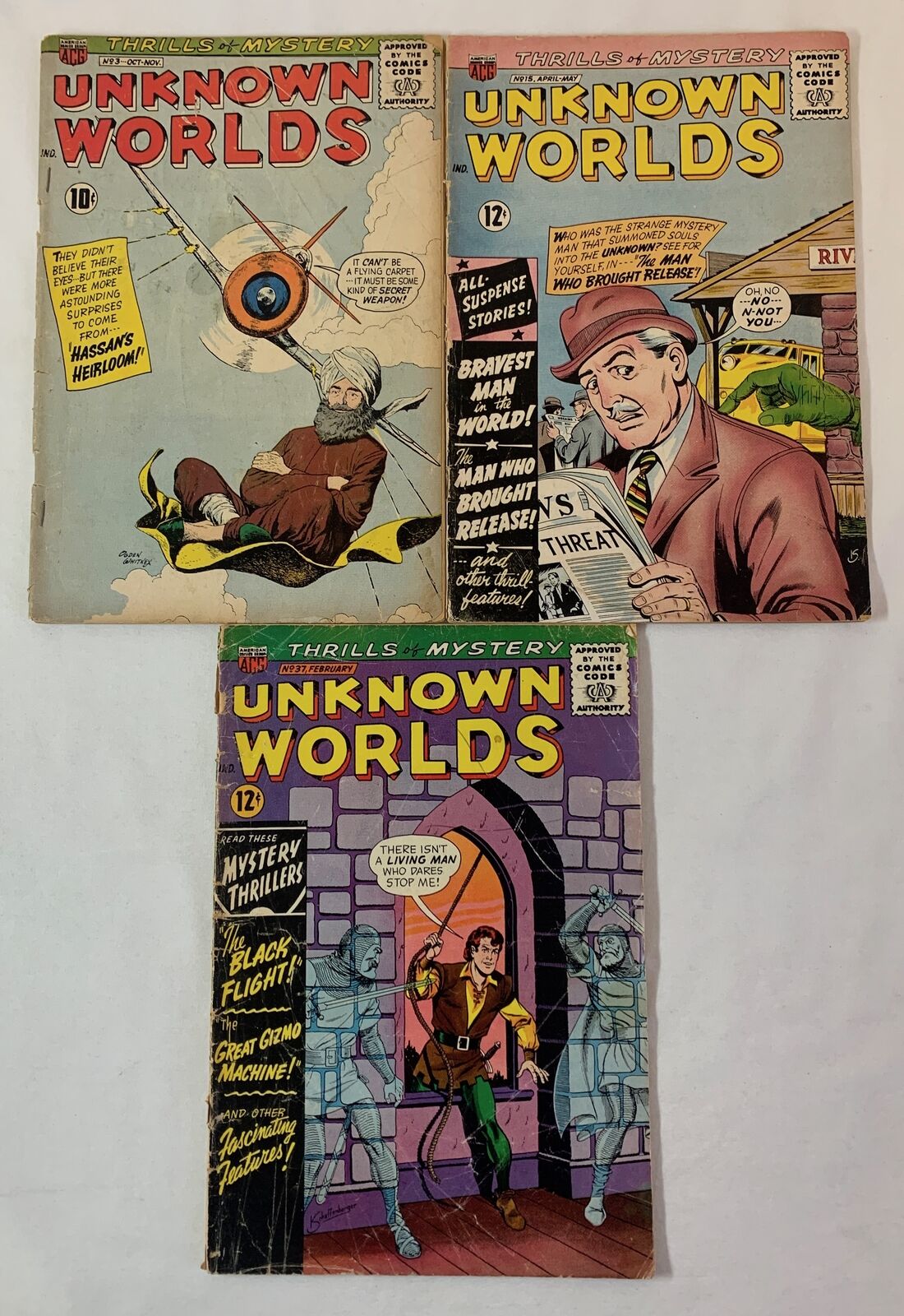 1960s low grade ACG comics UNKNOWN WORLDS #3 15 37