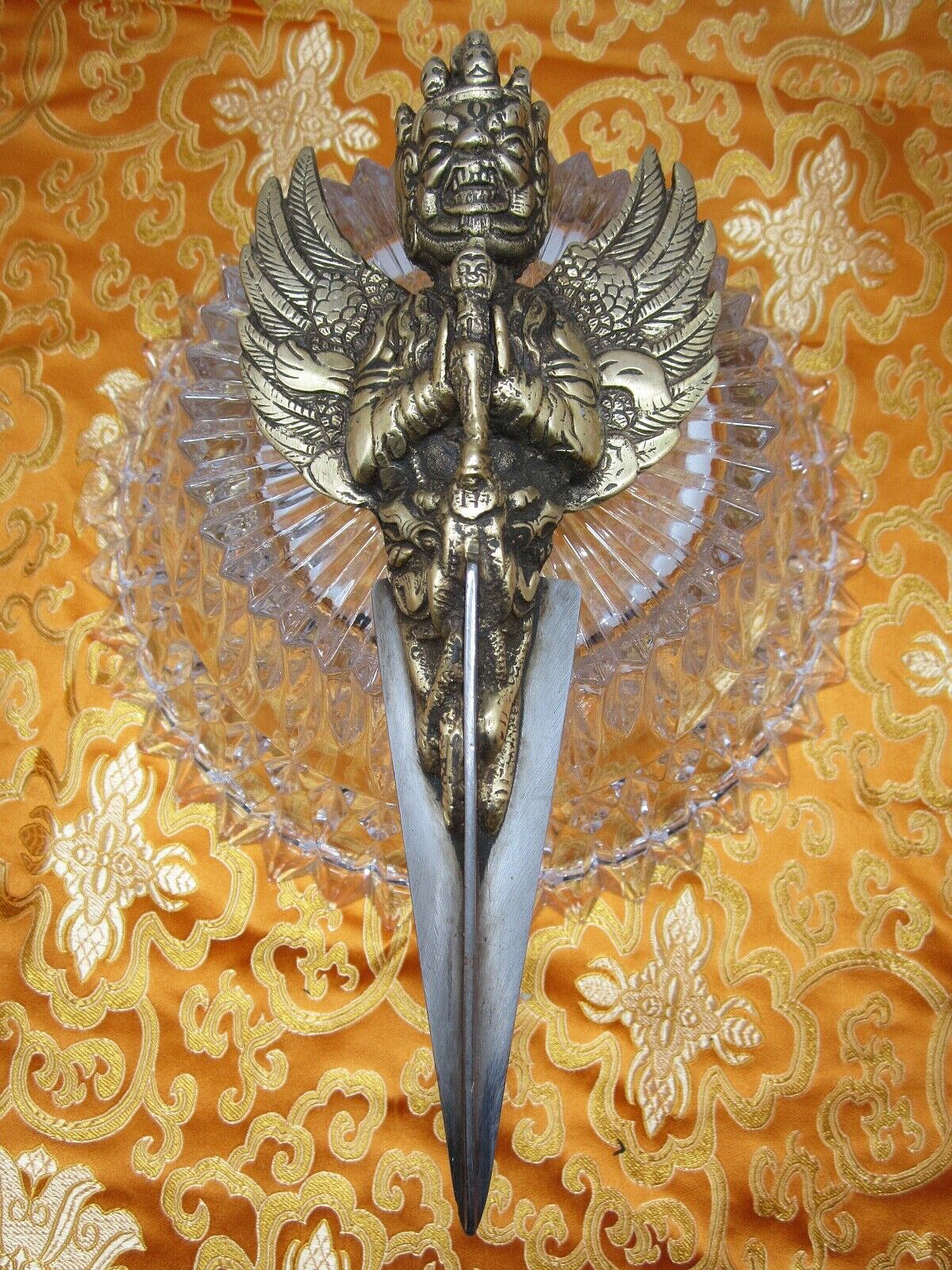 USA Seller Brass & Iron Mahakala Tibetan Buddhist Tantric Ritual Dagger Phurba