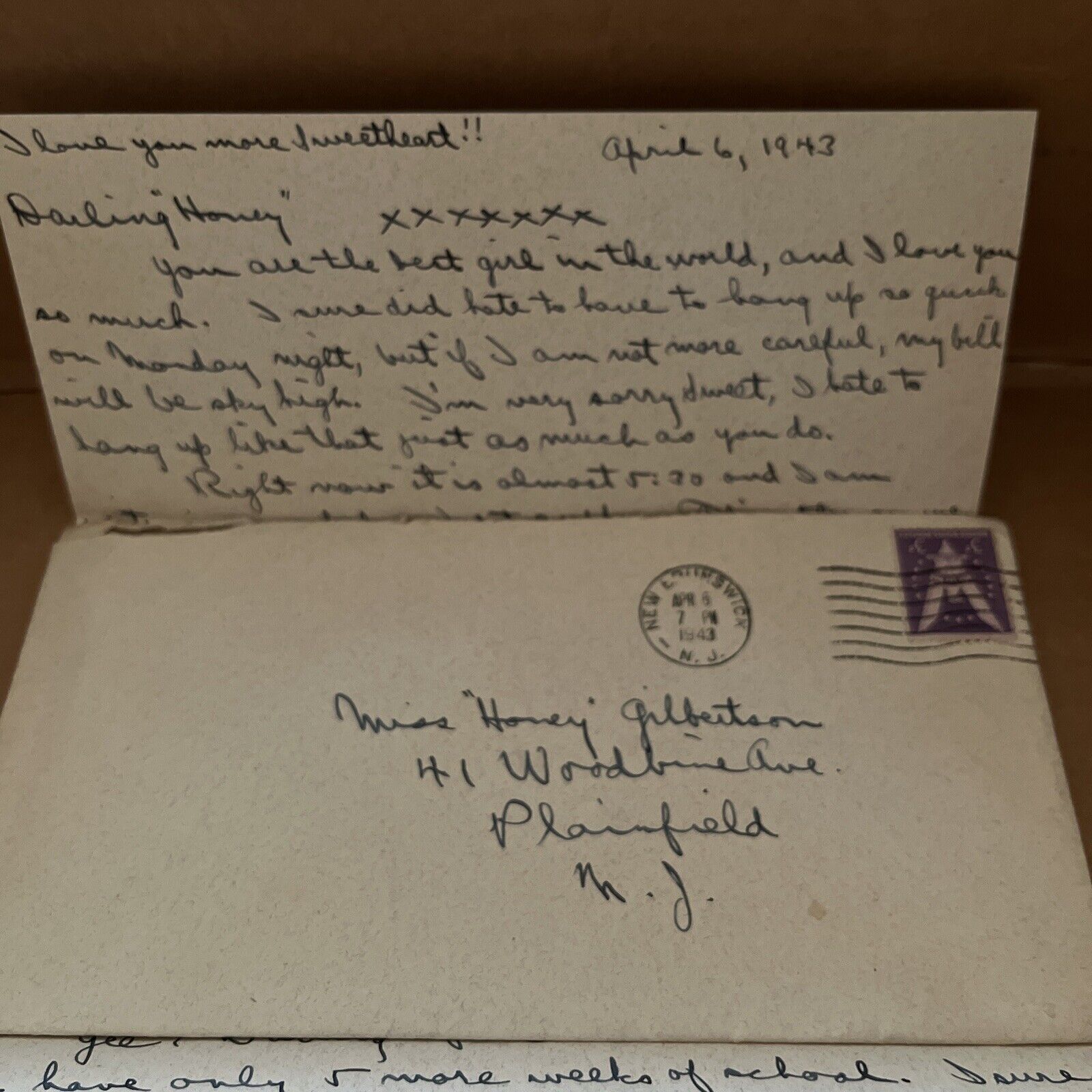 1943 Love Letter Correspondence from Rutgers University on Hitler WWII Bombings