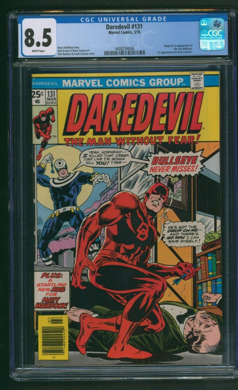 Daredevil #131 CGC 8.5 WHITE PAGES 1st Appearance & Origin of Bullseye 1976