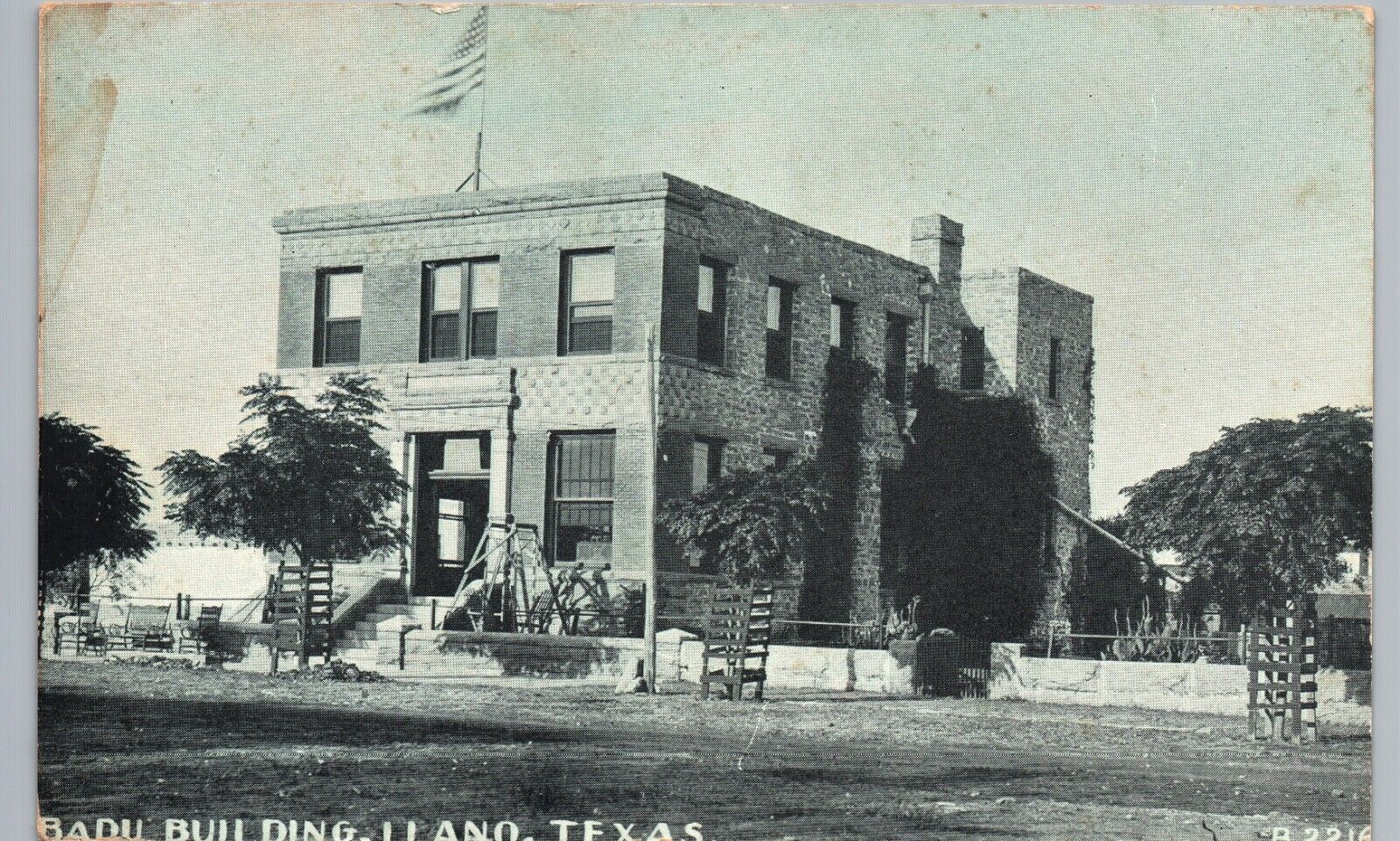 BADU BUILDING 1910 llano tx original antique postcard texas bank haunted history