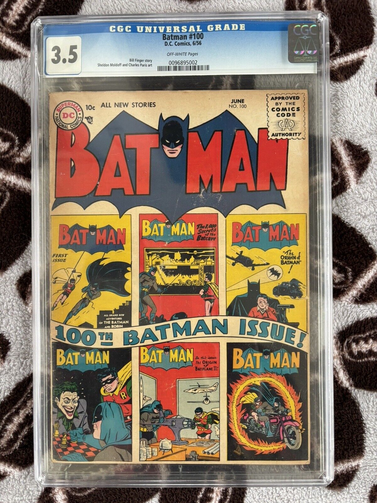 BATMAN #100 CGC 3.5 OW PAGES ANNIVERSARY ISSUE JOKER BATMAN ROBIN DC COVER