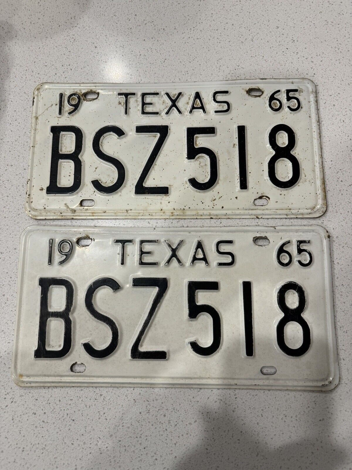 Texas 1965 Texas Automobile License Plates Plate Set White Black Plus TX Single