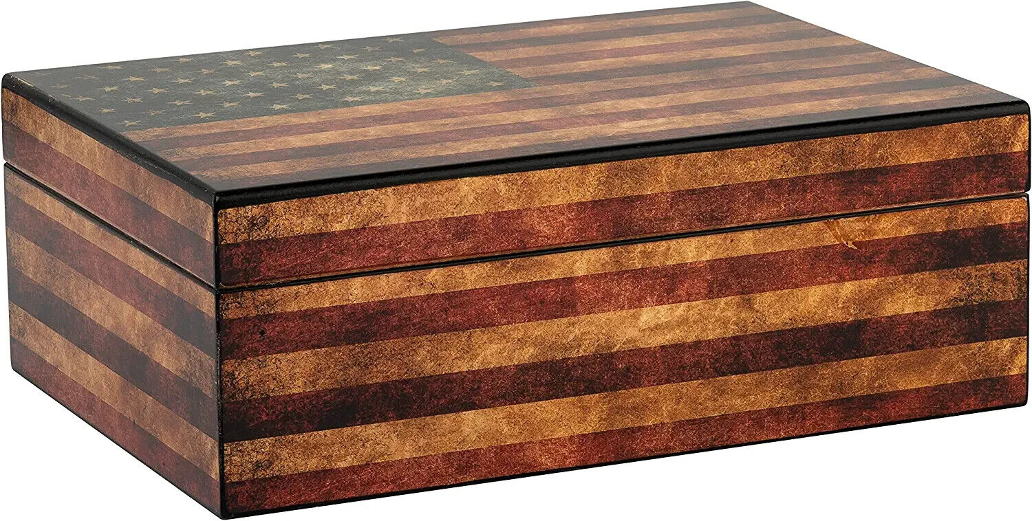 Old Glory American Flag Cigar Humidor (25-50 Capacity) - Minor Imperfections
