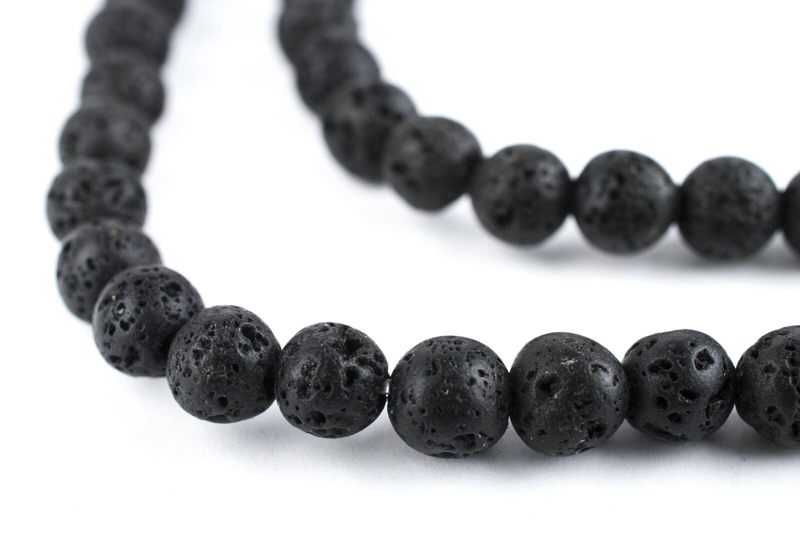Black Volcanic Lava Beads 6mm Round Gemstone 15 Inch Strand