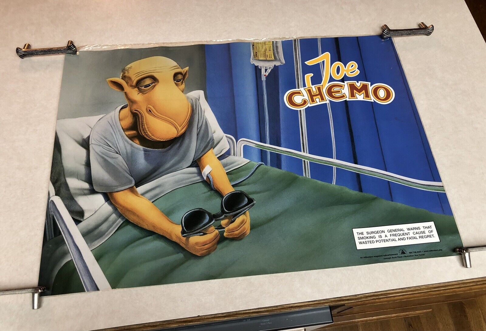RARE Vintage 1997 Joe Camel Parody “Joe Chemo” Anti-Smoking Poster Large 24X17