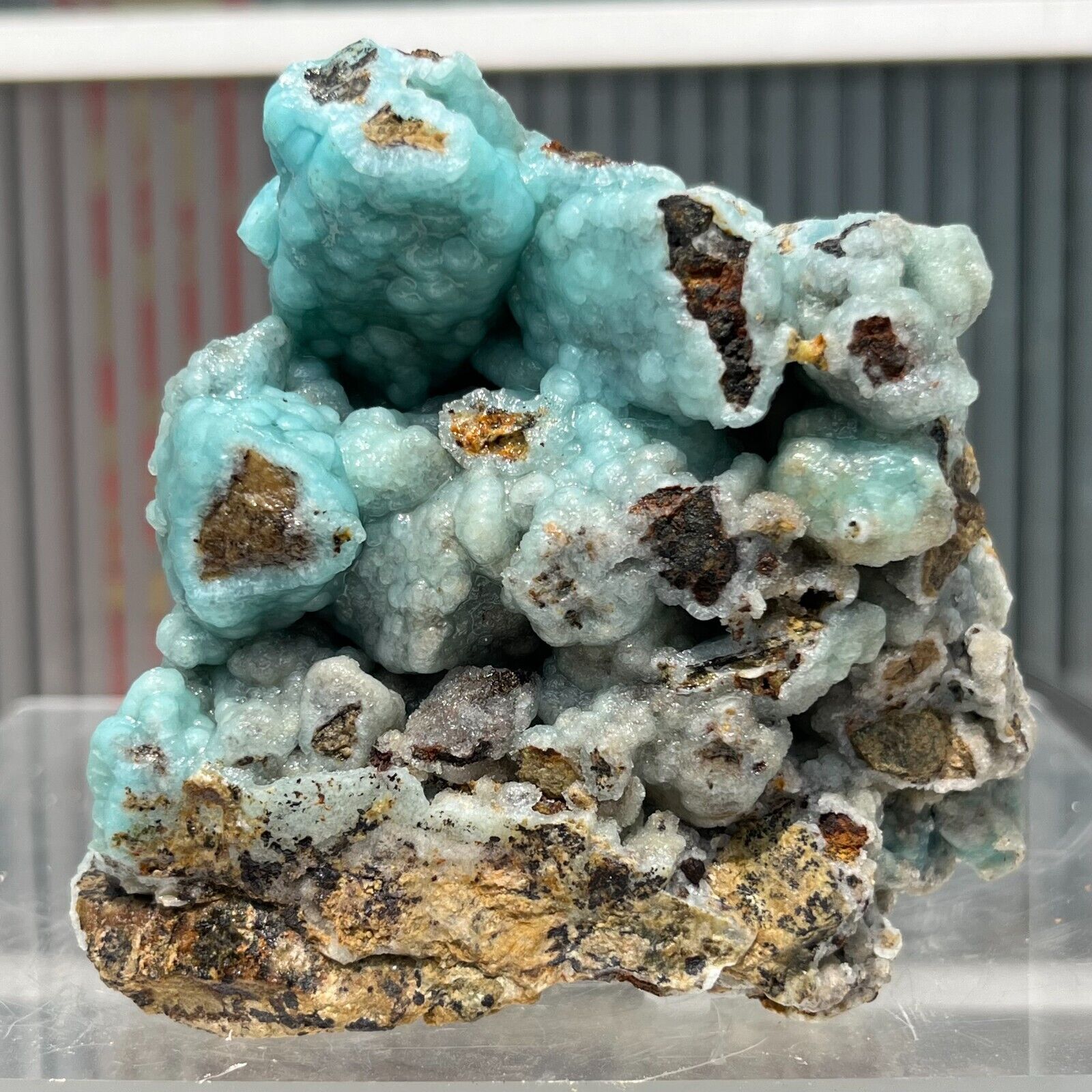 858g Gorgeous Natural hemimorphite rough raw crystal Mineral Specimen +Stand