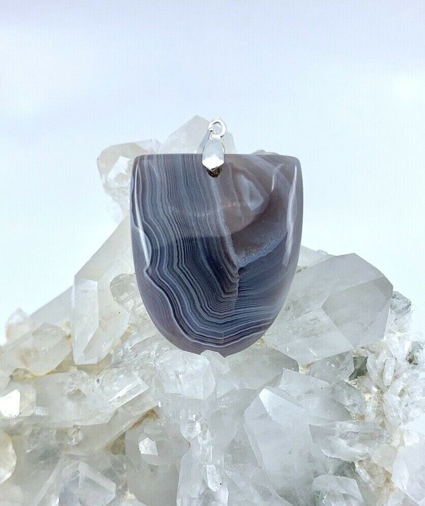 Beliere Silver 925 Botswana Agate 52.5 Cts Minerals Lithotherapy Pendant