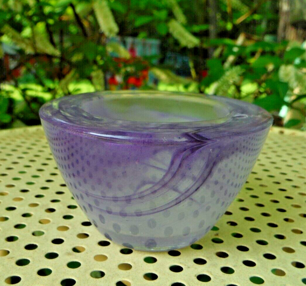 Vintage Partylite Purple Swirl Glass Votive Candle Holder 2\