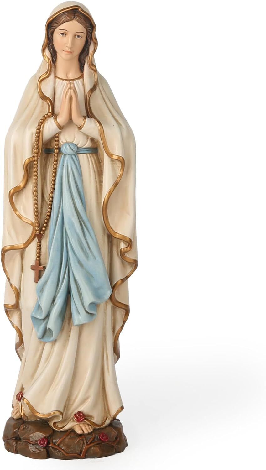 Catholic Our Lady of Lourdes Statue, Blessed Virgin Mary Mother Figure,