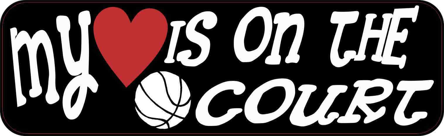 10X3 My Heart Is On The Court Basketball Magnet Vinyl Vehicle Sports Magnets
