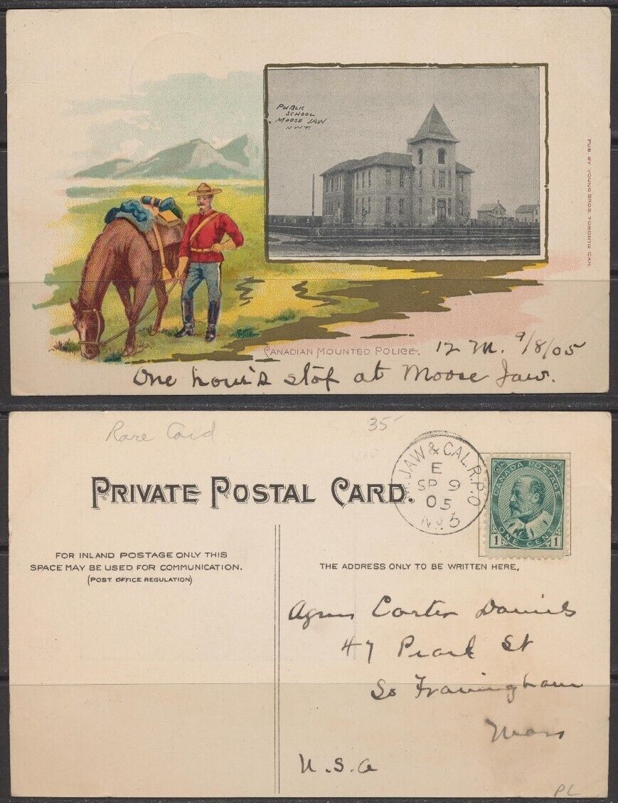 1905 Canada ~ Canadian Mounted Police ~ Public School ~ Moose Jaw, N.W.T. ~ RPO