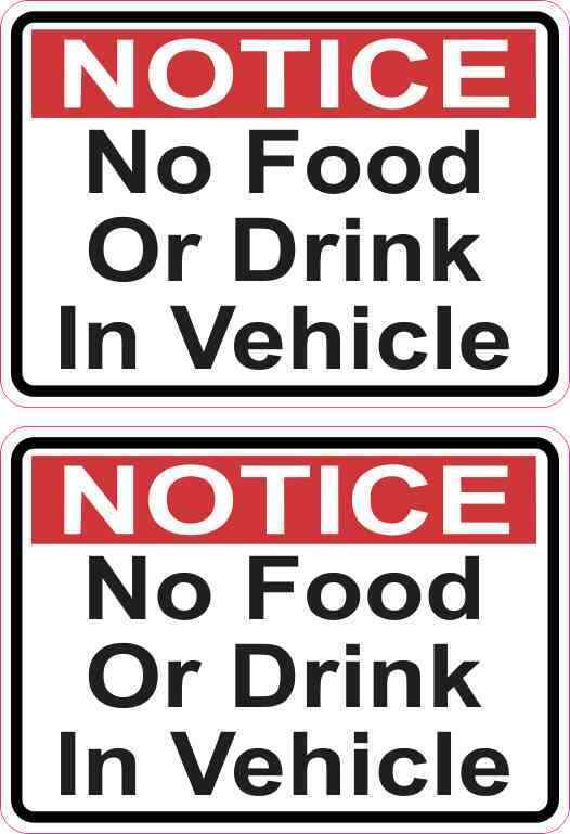 3.5in x 2.5in No Food or Drink in Vehicle Stickers