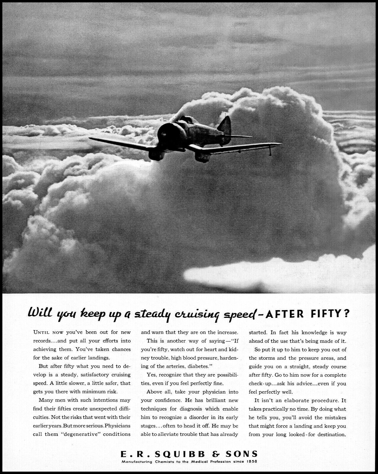 1938 Airlplane at cruising speed E R Squibb & Sons vintage photo print ad XL4