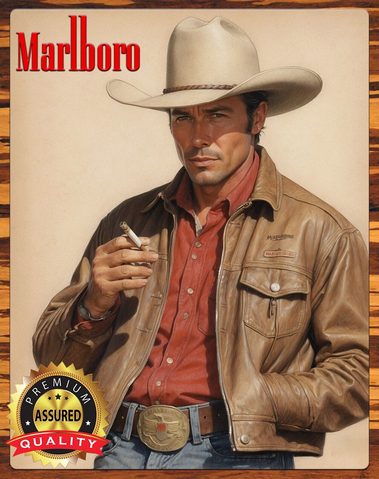 Marlboro Cigarettes - The Marlboro Man - 1970s - Restored - Metal Sign 11 x 14