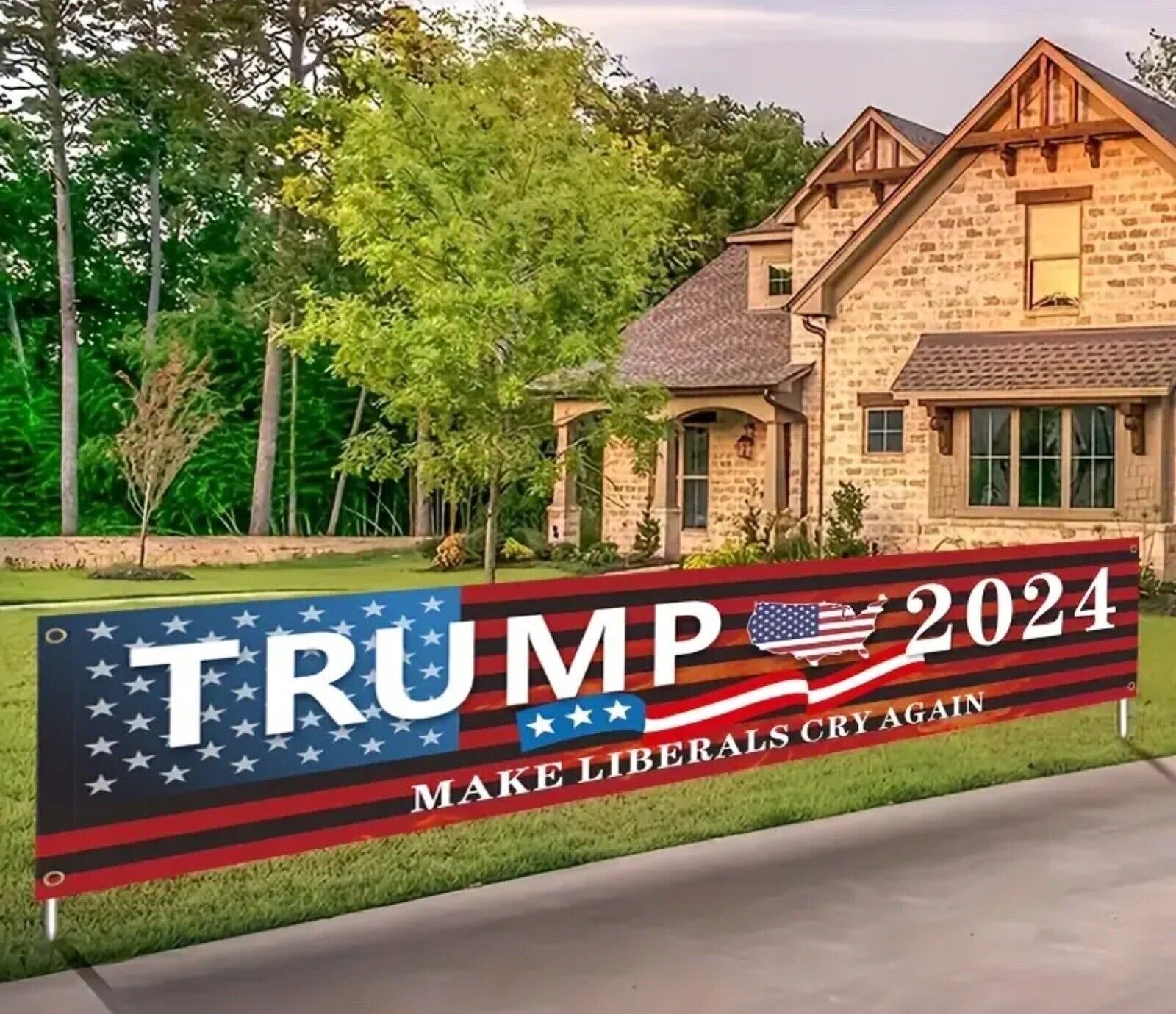 Trump 2024 Make Liberals Cry Again MAGA Polyester Banner 78x18