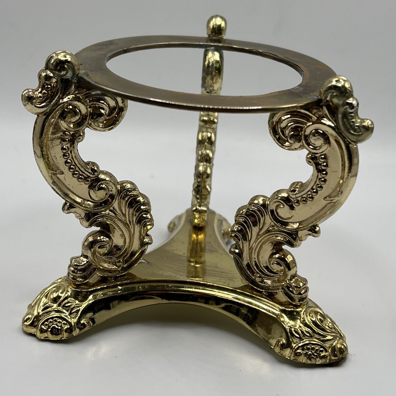 Godinger Silver Art Co Gold Brass Tone Stand Float Orb Candle Holder Vintage