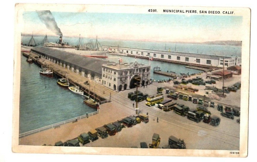 Postcard Municipal Piers San Diego Calif