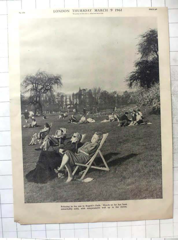 1961 Relaxing In Deck Chairs In Regent\'s Park Early March, Remarkably Mild
