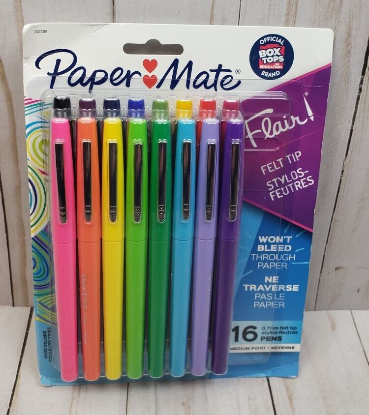 Paper Mate Flair 16 Felt Tip Pens Medium 0.7mm NEW 