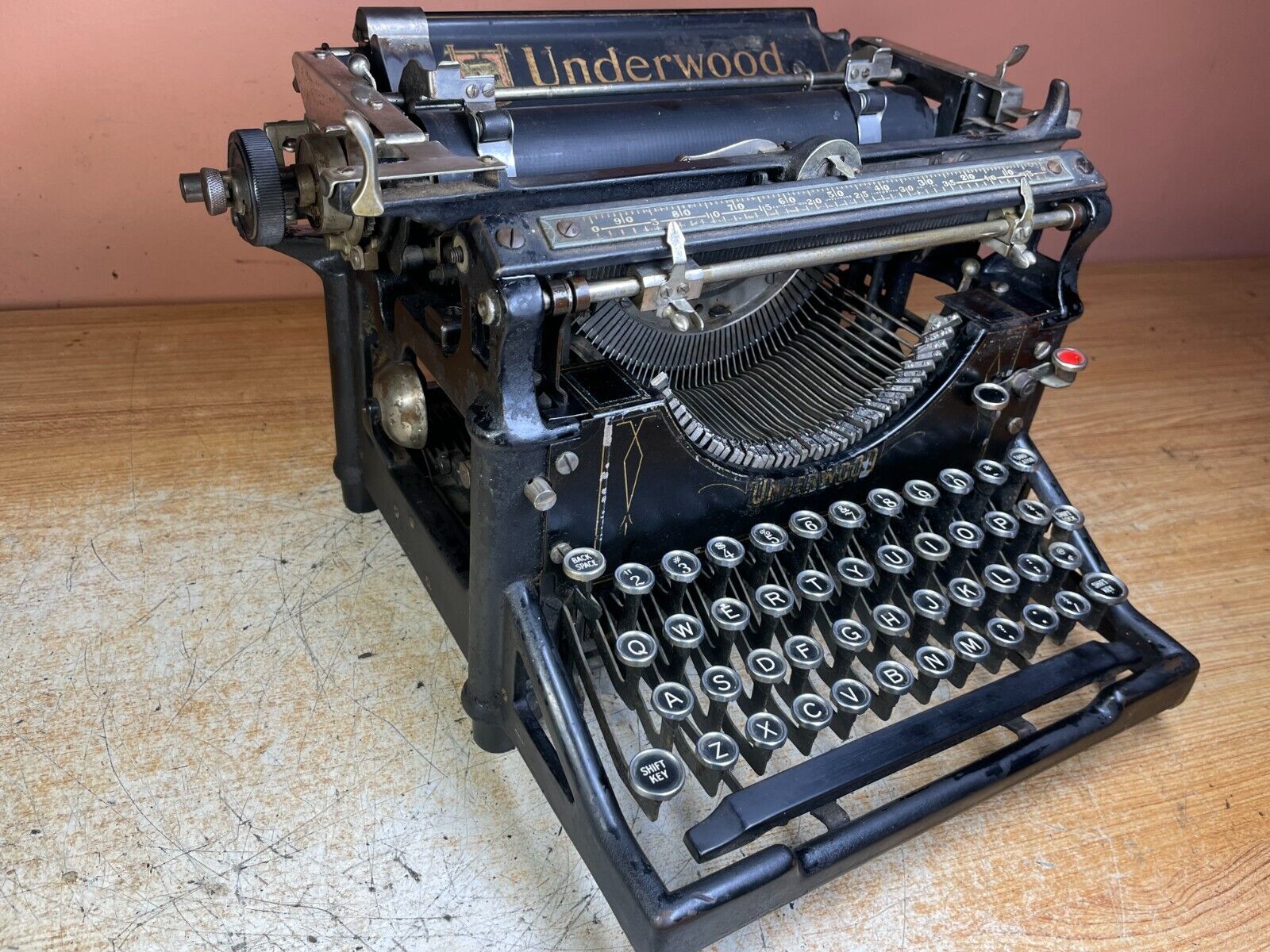 1919 Underwood No.5 Working Antique Desktop Typewriter w New Ink Elite Typeface