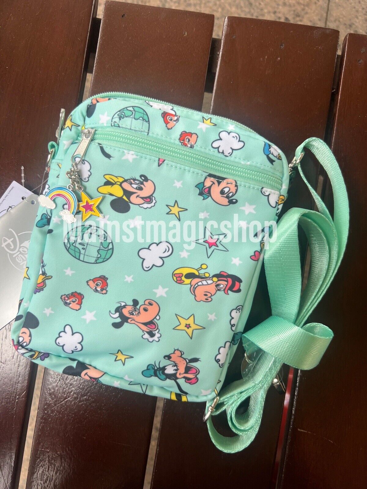 Disney Super Mini Mickey And Friends Cute Green Crossbody Bag New In Hand