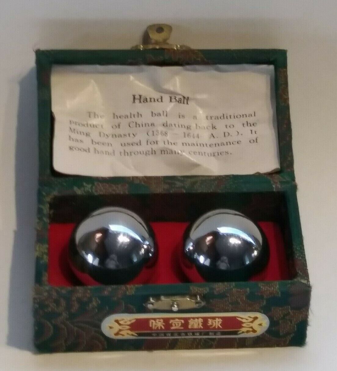 Vintage Pair SHOUXING Iron Silver Chinese Medicine Stress Release Balls