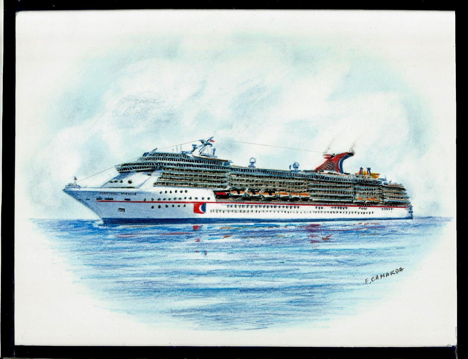 Original Art Work ...ms CARNIVAL  MIRACLE... cruise ship....CCL... profile