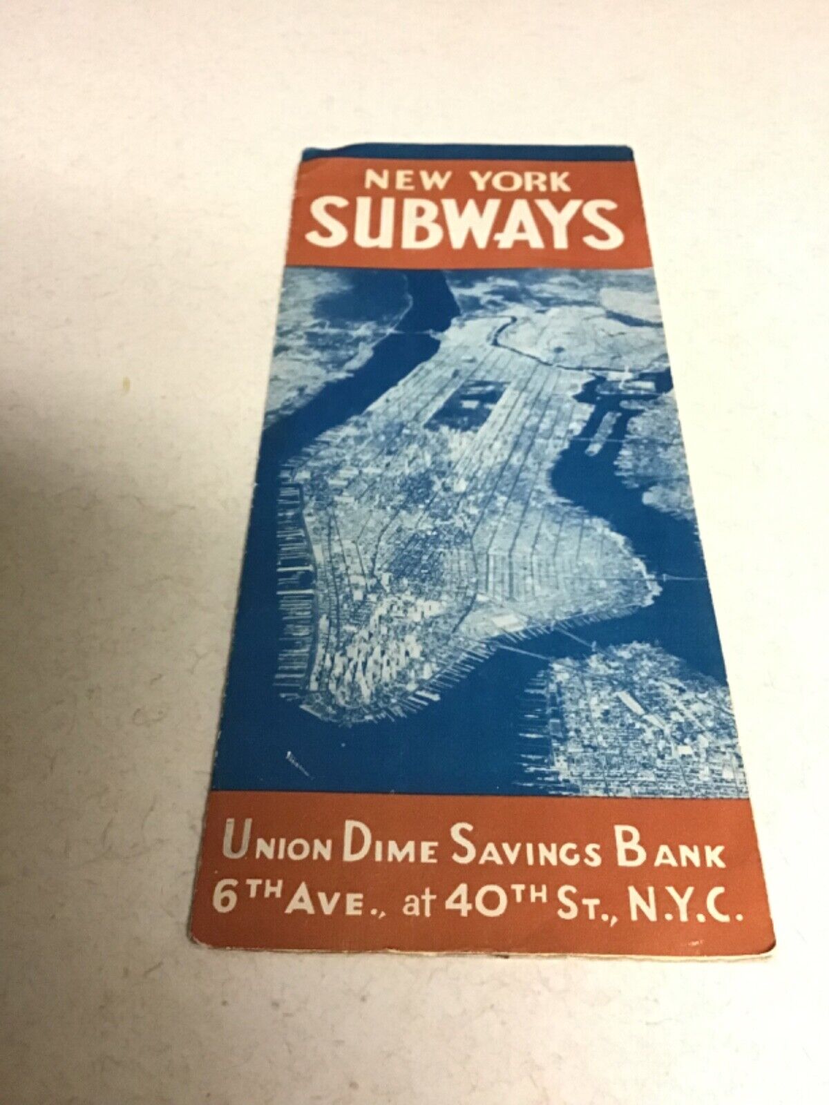 Vintage 1940 New York City SUBWAY NYC Union Dime Bank 11.5”x18” MAP Brochure