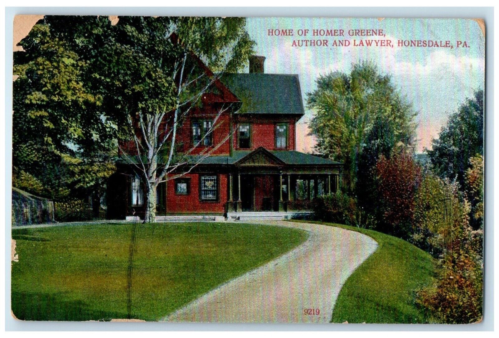 1909 Home Of Homer Green Author And Lawyer Honesdale Pennsylvania PA Postcard