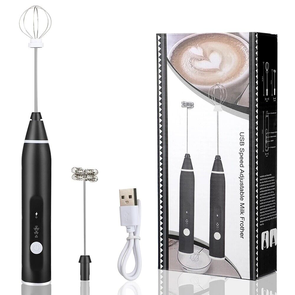 Electric Milk Frother Handheld Drink Foamer Coffee Mixer Egg Beater Double Whisk