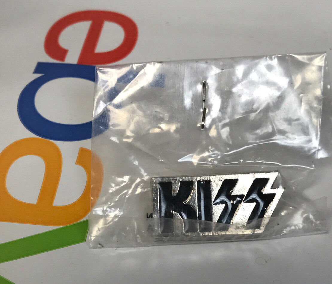 Vintage KISS 1980's Enamel Jacket Pin Rock & Roll Band Logo New Old Stock Pins
