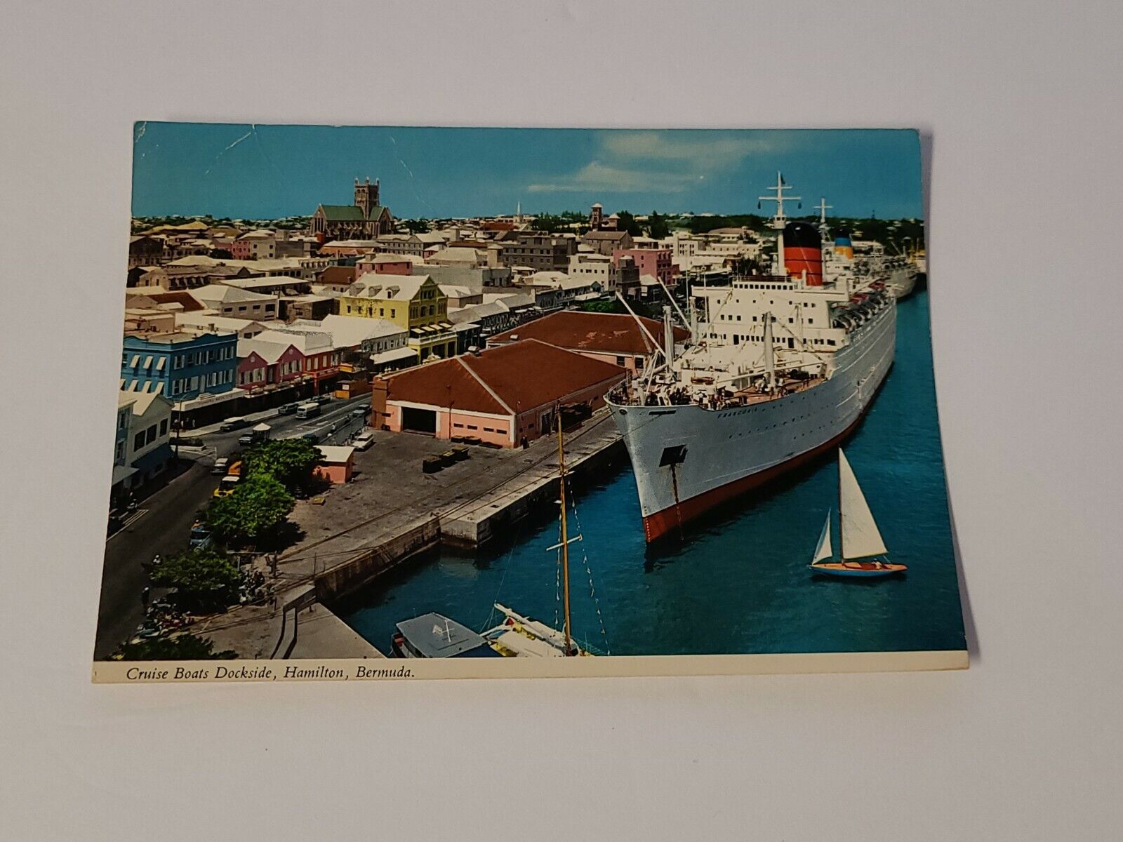 Vintage Oversize Postcard - Hamilton Bermuda - Cruise Boats Dockside 1979