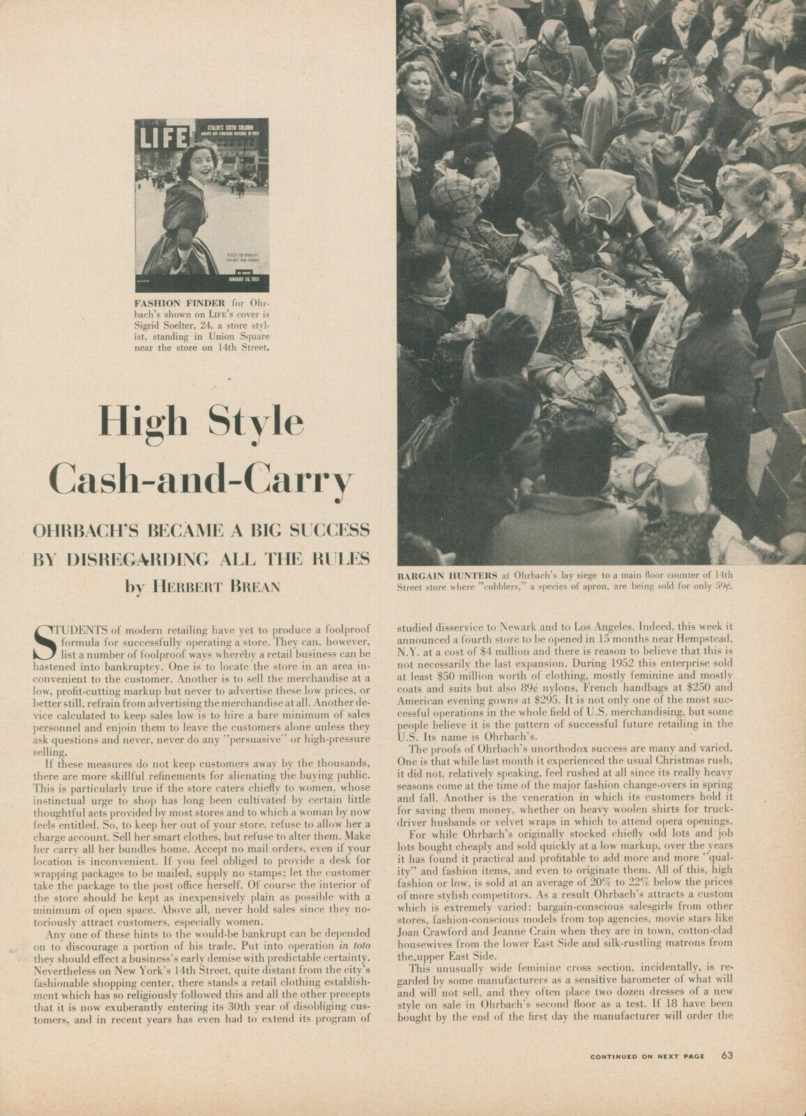 1953 Ohrbachs Big Success By Disregarding Rules Bargain Hunters Story L36