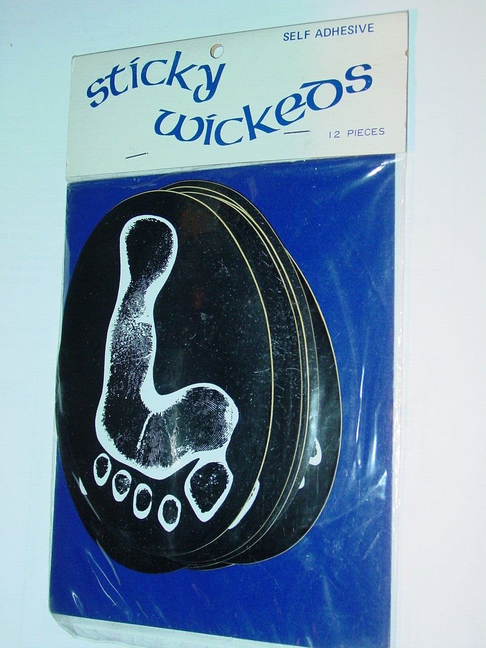 STICKY WICKEDS VINTAGE 1960's HIPPIE FOOTPRINT DECALS BLK & WHT COLLECTIBLE 12x