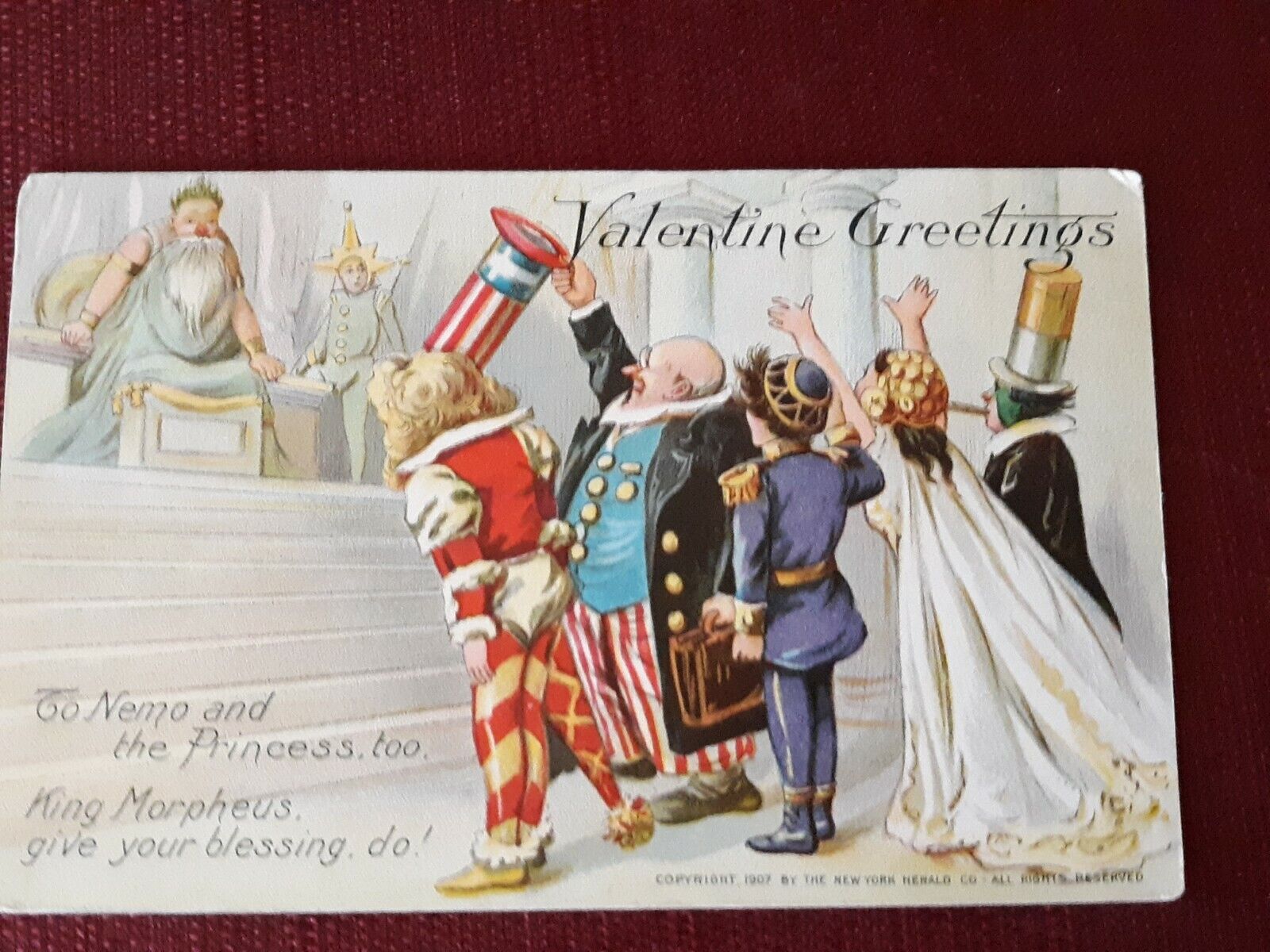 Vintage Valentine's Day Postcard Raphael Tuck Uncle Sam Princess King 1907